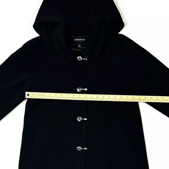 London Fog Trench Coat Women’s PM Black Softshell Metal Buckles Hooded Jacket - Picture 14 of 14